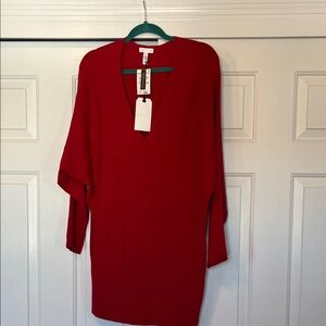 Leith Bold Red Long Sleeve Dress